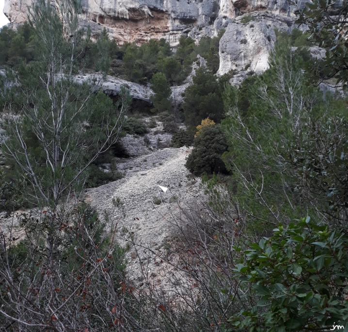 Glissement dans un pierrier Érosion massif calcaire pierrier cailloutis